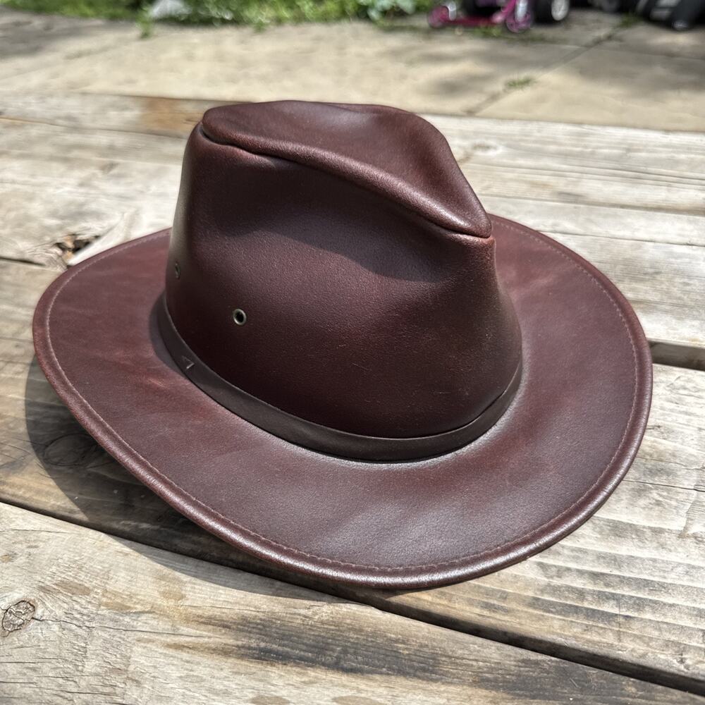 Vintage Henschel HH Leather Cowboy Hat XL Brown Western USA